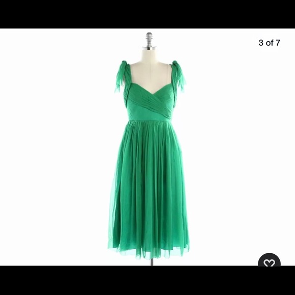 BHLDN Anthropology Kelly Green Chiffon Dress - Picture 3 of 7